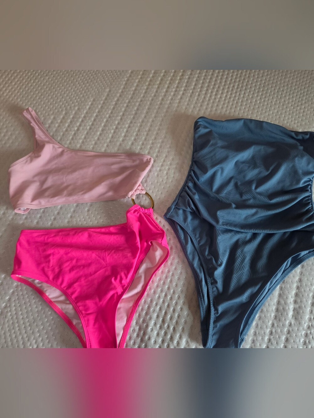 Women's Hot Pink & Dusty Blue One Piece Swim - M